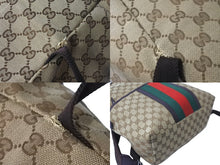 Load image into Gallery viewer, GUCCI グッチ リュック バックパック シェリーライン GGキャンバス 190278 ベージュ レザー シルバー金具 良品 中古 62174