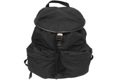 PRADA プラダ リュック デイパック バックパック Wポケット トライアングルロゴ ナイロン レザー ブラック 美品 中古 62175 