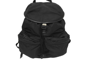 PRADA プラダ リュック デイパック バックパック Wポケット トライアングルロゴ ナイロン レザー ブラック 美品 中古 62175