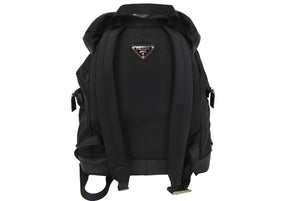 PRADA プラダ リュック デイパック バックパック Wポケット トライアングルロゴ ナイロン レザー ブラック 美品 中古 62175