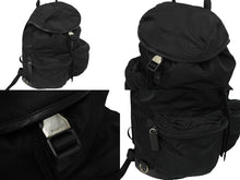 Load image into Gallery viewer, PRADA プラダ リュック デイパック バックパック Wポケット トライアングルロゴ ナイロン レザー ブラック 美品 中古 62175