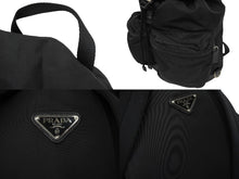 Load image into Gallery viewer, PRADA プラダ リュック デイパック バックパック Wポケット トライアングルロゴ ナイロン レザー ブラック 美品 中古 62175