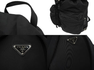 PRADA プラダ リュック デイパック バックパック Wポケット トライアングルロゴ ナイロン レザー ブラック 美品 中古 62175