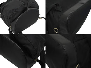 PRADA プラダ リュック デイパック バックパック Wポケット トライアングルロゴ ナイロン レザー ブラック 美品 中古 62175