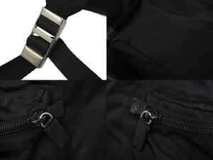 PRADA プラダ リュック デイパック バックパック Wポケット トライアングルロゴ ナイロン レザー ブラック 美品 中古 62175