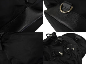 PRADA プラダ リュック デイパック バックパック Wポケット トライアングルロゴ ナイロン レザー ブラック 美品 中古 62175