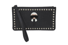 画像をギャラリービューアに読み込む, 同様品 FENDI フェンディ カールラガーフェルド ポーチ 8M0341 PVC レザー スタッズ ブラック シルバー金具 中古 62176 