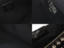 画像をギャラリービューアに読み込む, 同様品 FENDI フェンディ カールラガーフェルド ポーチ 8M0341 PVC レザー スタッズ ブラック シルバー金具 中古 62176 