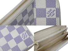 画像をギャラリービューアに読み込む, 極美品 LOUIS VUITTONルイヴィトン ジッピーウォレット N41660 ダミエアズールキャンバス 長財布 ホワイト ゴールド金具 中古 62181