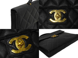 CHANEL シャネル マトラッセ ブリーフケース ビジネスバッグ キャビアスキン 2番台 ココマーク ゴールド金具 美品 中古 62193