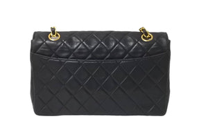 CHANEL シャネル マトラッセ 24 シングルフラップ チェーンショルダーバッグ ポーチ欠品 2番台 ブラック ラムスキン ゴールド金具 美品 中古 62196