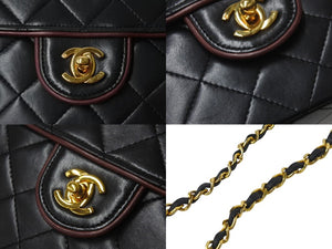 CHANEL シャネル ヴィンテージ ミニマトラッセチェーンショルダーバッグ19cm 1番台 ブラック レッド バイカラー 美品 中古 62197