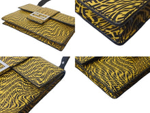 Load image into Gallery viewer, FENDI フェンディ ショルダーバッグ ズッカ柄 7VA524 AFSY F03BH レザー プリント ブラック イエロー シルバー金具 美品 中古 62199
