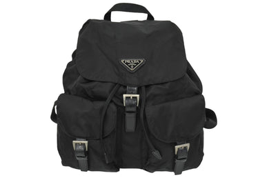 PRADA プラダ リュック デイパック バックパック Wポケット トライアングルロゴ ナイロン ブラック B6677F 美品 中古 62200 