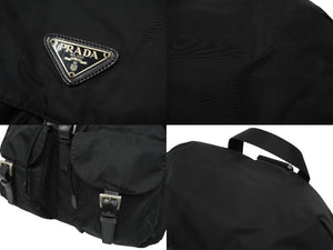 PRADA プラダ リュック デイパック バックパック Wポケット トライアングルロゴ ナイロン ブラック B6677F 美品 中古 62200 
