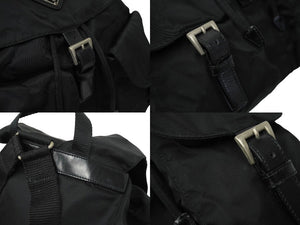 PRADA プラダ リュック デイパック バックパック Wポケット トライアングルロゴ ナイロン ブラック B6677F 美品 中古 62200 