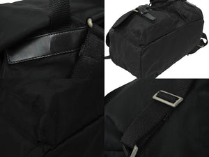 PRADA プラダ リュック デイパック バックパック Wポケット トライアングルロゴ ナイロン ブラック B6677F 美品 中古 62200 