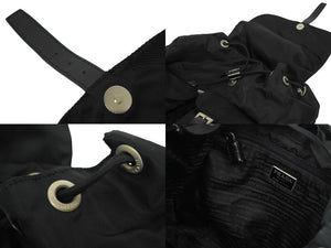 PRADA プラダ リュック デイパック バックパック Wポケット トライアングルロゴ ナイロン ブラック B6677F 美品 中古 62200 