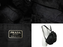 画像をギャラリービューアに読み込む, PRADA プラダ リュック デイパック バックパック Wポケット トライアングルロゴ ナイロン ブラック B6677F 美品 中古 62200 