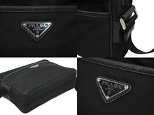 画像をギャラリービューアに読み込む, PRADA プラダショルダーバッグ トライアングルロゴ 2VH048 ナイロン サフィアーノレザー ブラック シルバー金具 美品 中古 62201 