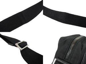 PRADA プラダショルダーバッグ トライアングルロゴ 2VH048 ナイロン サフィアーノレザー ブラック シルバー金具 美品 中古 62201 
