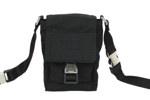 PRADA プラダ ミニショルダーバッグ ナイロン トライアングルロゴ ブラック シルバー金具 美品 中古 62202 