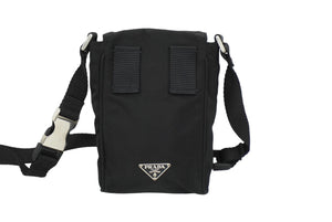PRADA プラダ ミニショルダーバッグ ナイロン トライアングルロゴ ブラック シルバー金具 美品 中古 62202 