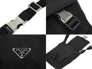 PRADA プラダ ミニショルダーバッグ ナイロン トライアングルロゴ ブラック シルバー金具 美品 中古 62202 