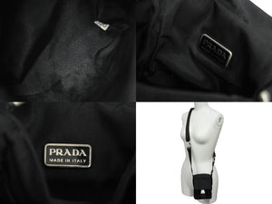 PRADA プラダ ミニショルダーバッグ ナイロン トライアングルロゴ ブラック シルバー金具 美品 中古 62202 