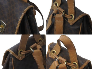 CELINE セリーヌ リュック バックパック マカダム柄 ゴールド金具 PVC レザー ブラウン ベージュ 良品 中古 62203