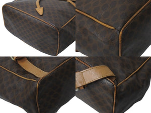 CELINE セリーヌ リュック バックパック マカダム柄 ゴールド金具 PVC レザー ブラウン ベージュ 良品 中古 62203