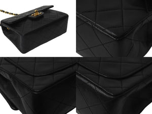 極美品 CHANEL シャネル ショルダーバッグ ミニマトラッセ19 チェーンショルダー 1番台 ラムスキン ブラック 中古 62207