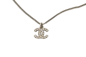 CHANEL シャネル ココマーク ラインストーン ネックレス 08V シルバー メタル アクセサリー 美品 中古 62210