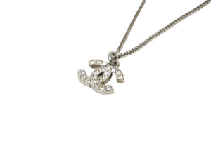 CHANEL シャネル ココマーク ラインストーン ネックレス 08V シルバー メタル アクセサリー 美品 中古 62210