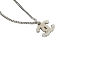 CHANEL シャネル ココマーク ラインストーン ネックレス 08V シルバー メタル アクセサリー 美品 中古 62210