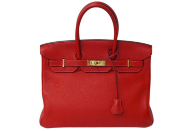 極美品 HERMES エルメス BIRKIN バーキン35 ルージュアッシュゴールド金具 トゴ ハンドバッグ □P刻印 中古 62211