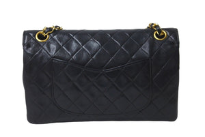 CHANEL シャネル マトラッセ 25 ダブルフラップ ショルダーバッグ 1番台 ココマーク ブラック ラムスキン ゴールド金具 美品 中古 62212