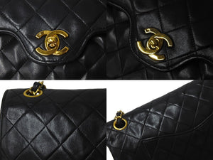 CHANEL シャネル マトラッセ 25 ダブルフラップ ショルダーバッグ 1番台 ココマーク ブラック ラムスキン ゴールド金具 美品 中古 62212