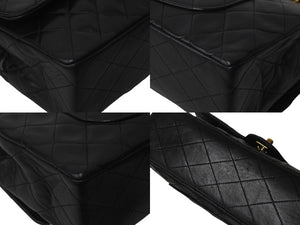 CHANEL シャネル マトラッセ 25 ダブルフラップ ショルダーバッグ 1番台 ココマーク ブラック ラムスキン ゴールド金具 美品 中古 62212