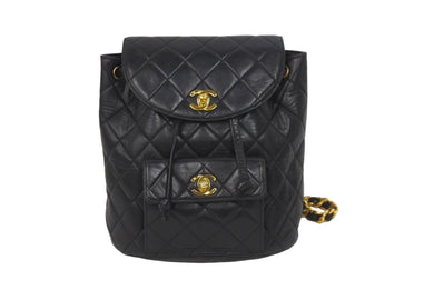 CHANEL シャネル マトラッセ リュック バックパック ココマーク 3番台 1995年 ラムスキン ブラック ゴールド金具 中古 美品 62213