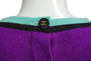 CHANEL シャネル アンサンブル ニット トップス 半袖Ｔシャツ カシミヤ ココマークボタン パープル 美品 中古 62216