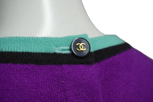 CHANEL シャネル アンサンブル ニット トップス 半袖Ｔシャツ カシミヤ ココマークボタン パープル 美品 中古 62216