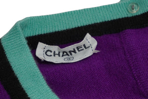 CHANEL シャネル アンサンブル ニット トップス 半袖Ｔシャツ カシミヤ ココマークボタン パープル 美品 中古 62216