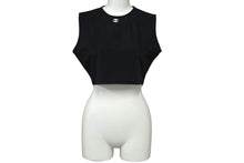 Load image into Gallery viewer, 極美品 CHANEL シャネル チビT クロップド タンクトップ ノースリーブ 無地 ココマーク ナイロン ブラック 中古 62218