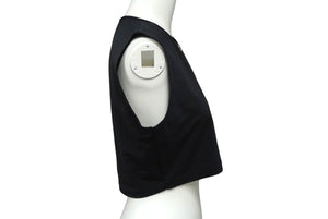 極美品 CHANEL シャネル チビT クロップド タンクトップ ノースリーブ 無地 ココマーク ナイロン ブラック 中古 62218