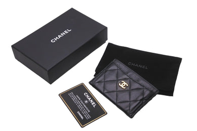 CHANEL シャネル ココマーク カードケース A31510 26番台 ラムスキン ブラック ゴールド金具 良品 中古 62220