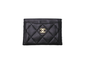 CHANEL シャネル ココマーク カードケース A31510 26番台 ラムスキン ブラック ゴールド金具 良品 中古 62220