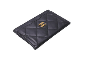 CHANEL シャネル ココマーク カードケース A31510 26番台 ラムスキン ブラック ゴールド金具 良品 中古 62220