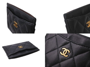 CHANEL シャネル ココマーク カードケース A31510 26番台 ラムスキン ブラック ゴールド金具 良品 中古 62220