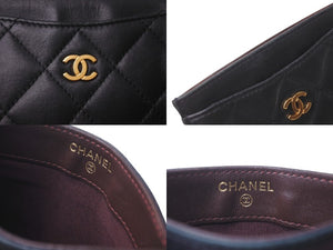CHANEL シャネル ココマーク カードケース A31510 26番台 ラムスキン ブラック ゴールド金具 良品 中古 62220